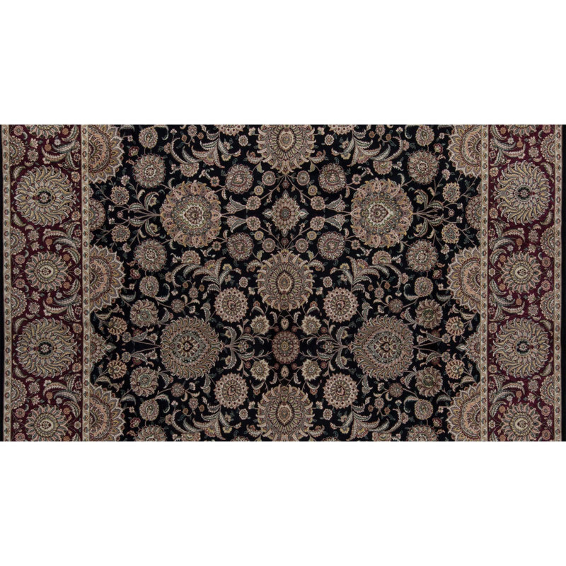 Manchuria Wool Oriental Area Rug in Black/Red