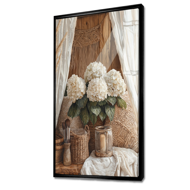 «Goshen Boho Hydrangeas» par The Boho Tent II - Hydrangea, reproduction d'art sur toile encadrée, H 60 po x l 28 po, Noir