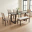 Ensemble de table et de chaises pour 6 personnes – Style rétro moderne avec sièges confortables-1980469000
