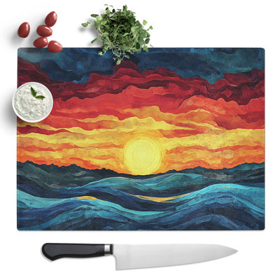 Sunset Composition  Glass Chopping Board