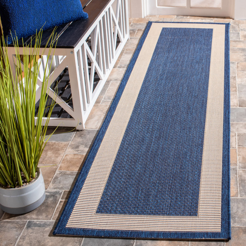 VIlmar Navy/Beige Indoor/Outdoor Area Rug, Runner 2'3" x 14'