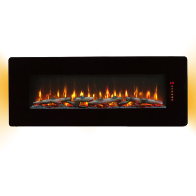 Curved Front Fireplace - 5000 /H Heat, 8 Ember Bed Colors, Remote Included, 3 Brightness Levels, Wall Mounted 4.99 Inch Wide 1400W Electric Mounted/Table Top