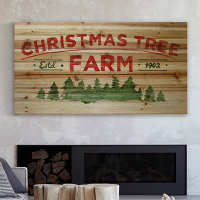 Arbre de Noël-reproduction d’art textuel sur bois sans cadre