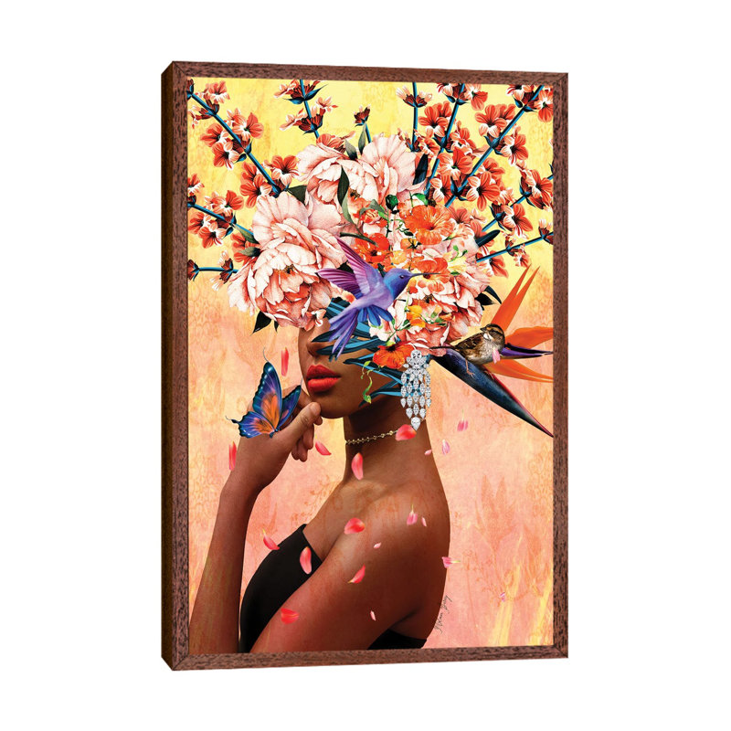 Luxurious Women In Bloom by Yvonne Coleman Burney - Print on Canvas, Classic Brown Wood Framed, 66.04 cm H x 45.72 cm W
