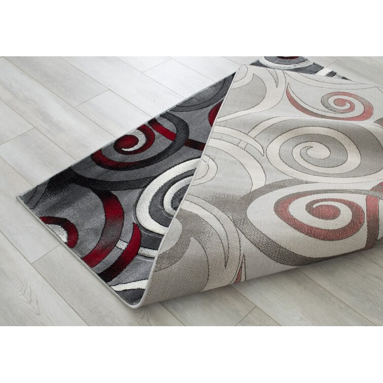 Olly's Oval Rug - Red, Gray and Black