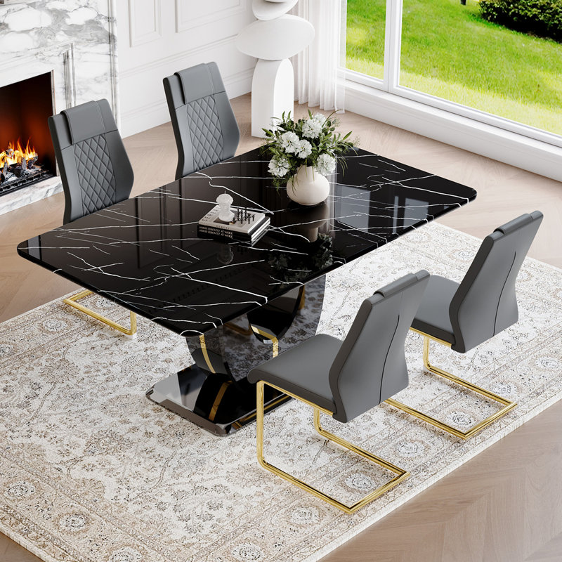 Dining Table Set For 4, 5, Gray