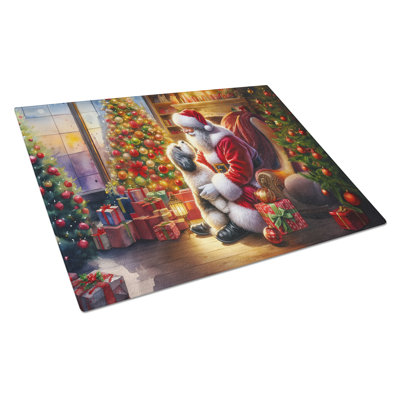 Havanese and Santa Claus Glass Cutting Board