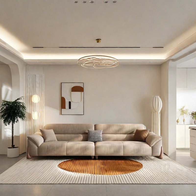 Modern Fabric Simple  Sofa, 3, 32.28" H x 110.23" W x 39.37" D