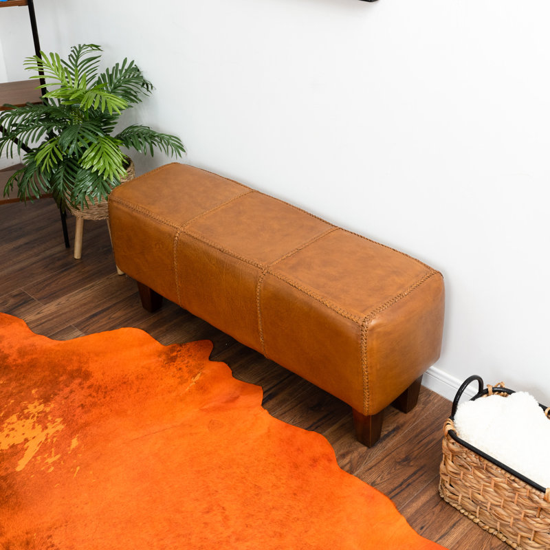 Kaylee Genuine Leather Upholstered Bench