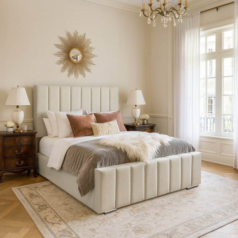 Arlon Upholstered Bed, Double (4'6), Coffee