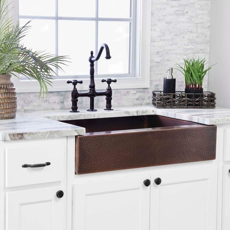 D Shape Hammered Front Apron Copper Kitchen Sink - Stock Clearance
