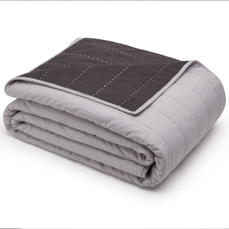 Minimalist Percale Quilt, Moby White, King Quilt