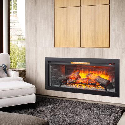 Electric Fireplace With Western Modern Speaker Tone, 8 - Hour Timing Option, 11 Temperature Adjustment Ranges, Realistic Flame Effect For Primary Area 42 Inch Infrared Removable Trim, Double