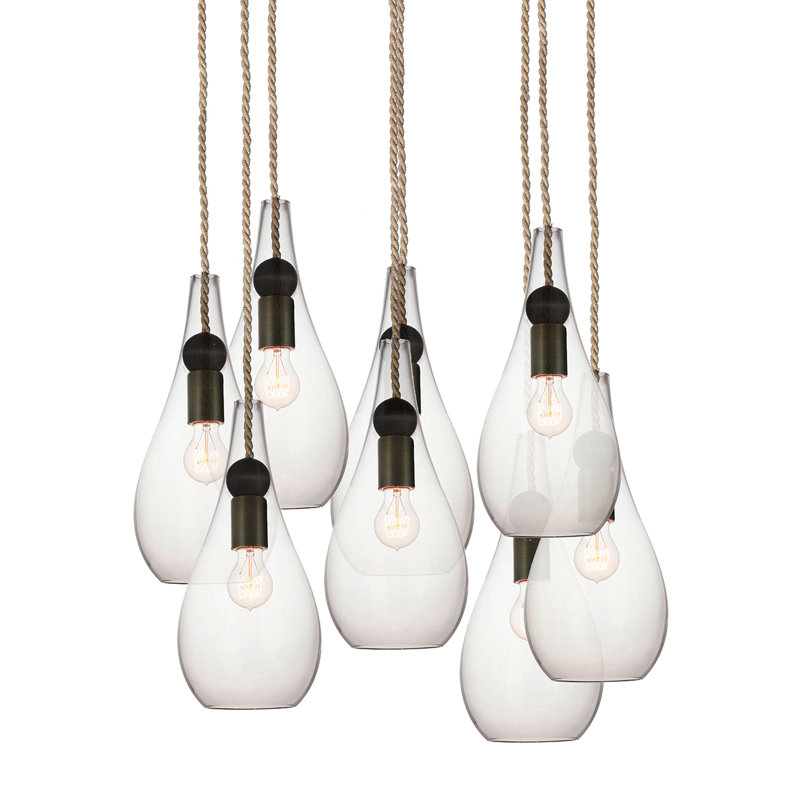 Earth 8 - Light Chandelier, 36" H x 18" W x 18" D, Ship Rod, Clear Glass