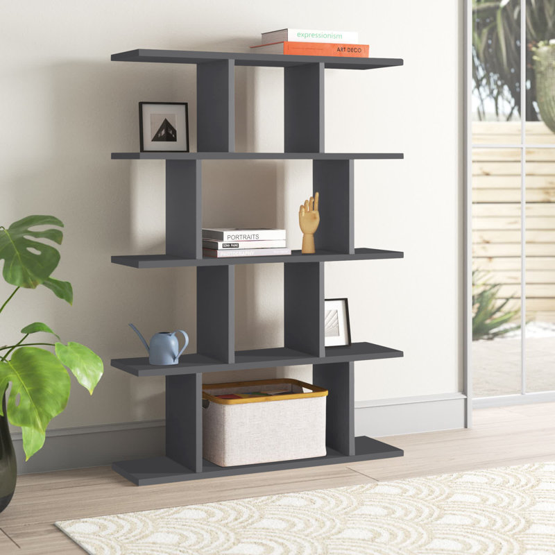 Alyson Standard Bookcase, 127.4 H x 90 W x 25 D cm, Anthracite