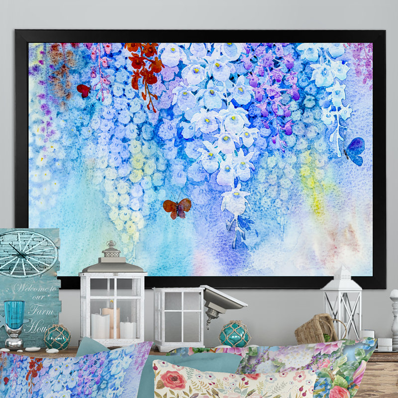 «Coloring Blooming Flowers Composition VI», reproduction sur toile flottante, Cadre noir, H 8 po x l 12 po x P 1 po