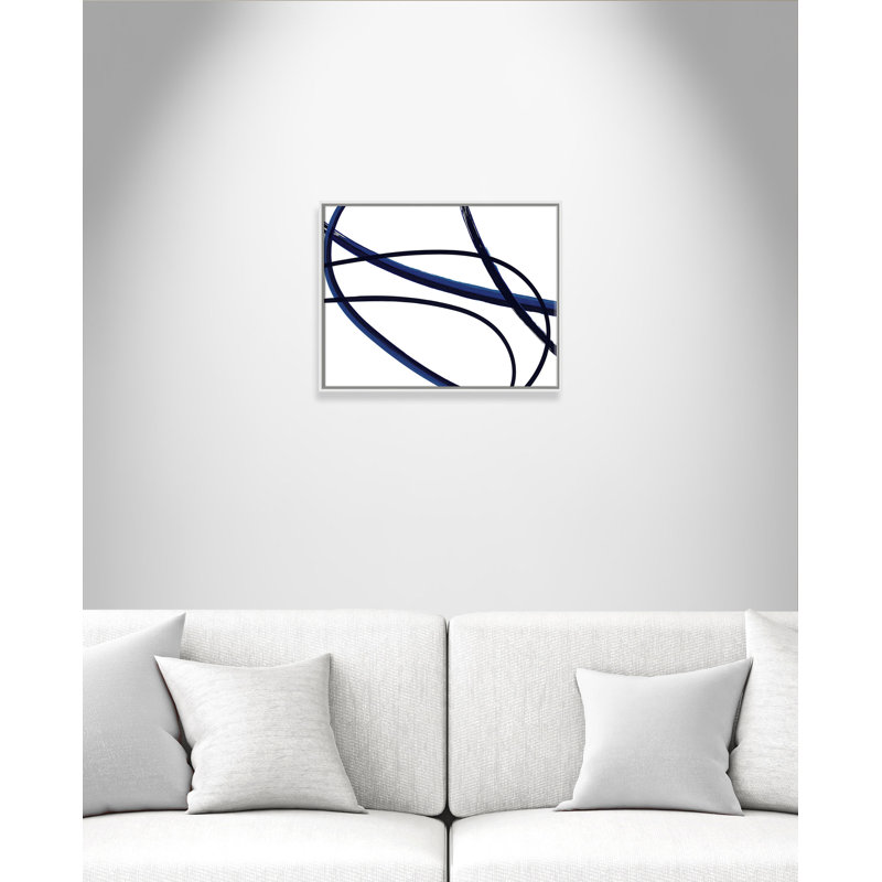 «Brush in Motion - Indigo II - Floater Frame», reproduction d'art sur toile, Cadre blanc, H 12 po x l 16 po x P 2 po