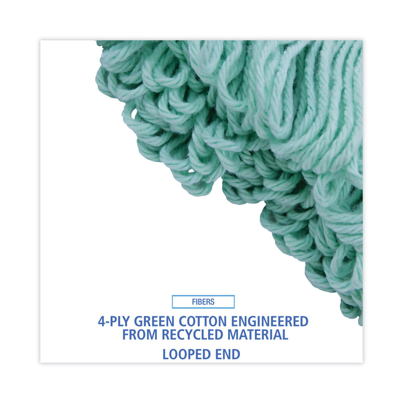 Green Medium Recycled Fiber Wet Mop Head with Canvas Binding