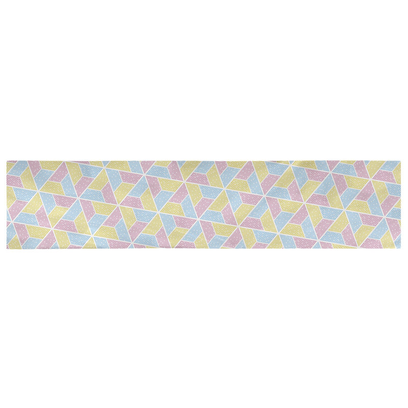 Chemin de table Avicia, 90 po x 16 po, Bleu / jaune / rose, Coton