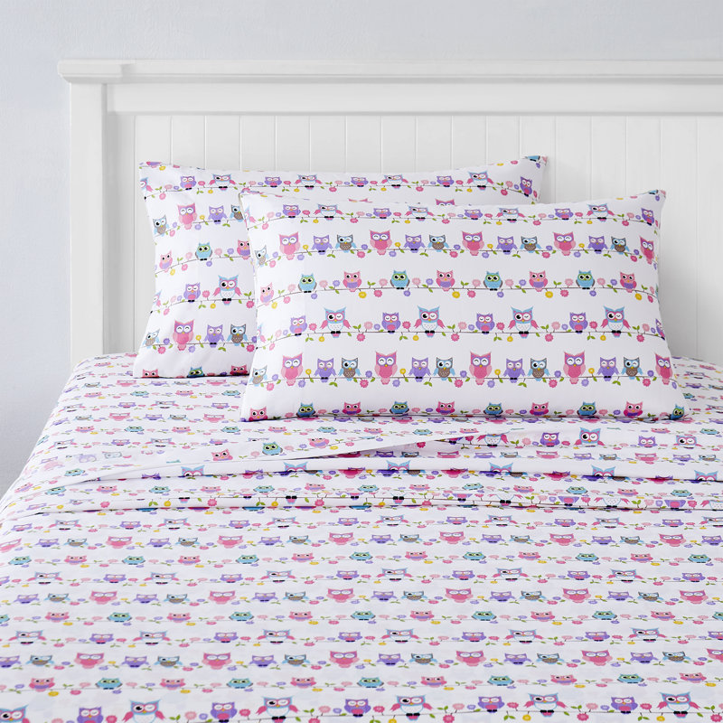 Ensemble de draps en microfibre pour enfants, Twin, Hiboux