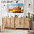 Sideboard Buffet Cabinet With Storage, 46" Arc-Shaped Credenza With 3 Doors & Adjustable Shelves, Mid Century Modern Coffee Bar Cabinet For Kitchen, Living Room, Entryway-54099599-64397789
