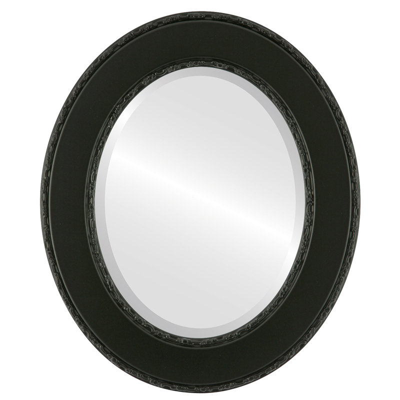 Richas Oval Mirror, 25" H x 21" W, Matte Black
