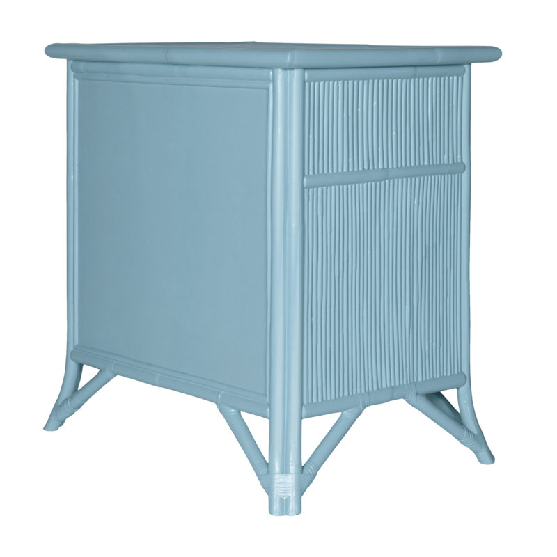 1 - Drawer Rattan Nightstand, Pool Blue