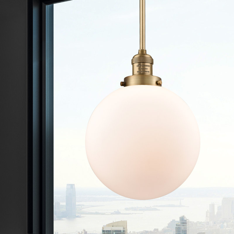Baskette 1 - Light Single Pendant, Matte White Cased, No Bulb Included, Brushed Brass