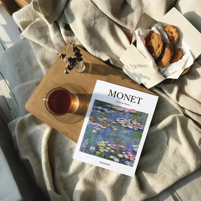 Table basse Monet, ensemble de 3 faux livres impressionnistes avec Van Gogh et œuvre d'art Monet pour bibliothèque, bureau et décoration intérieure