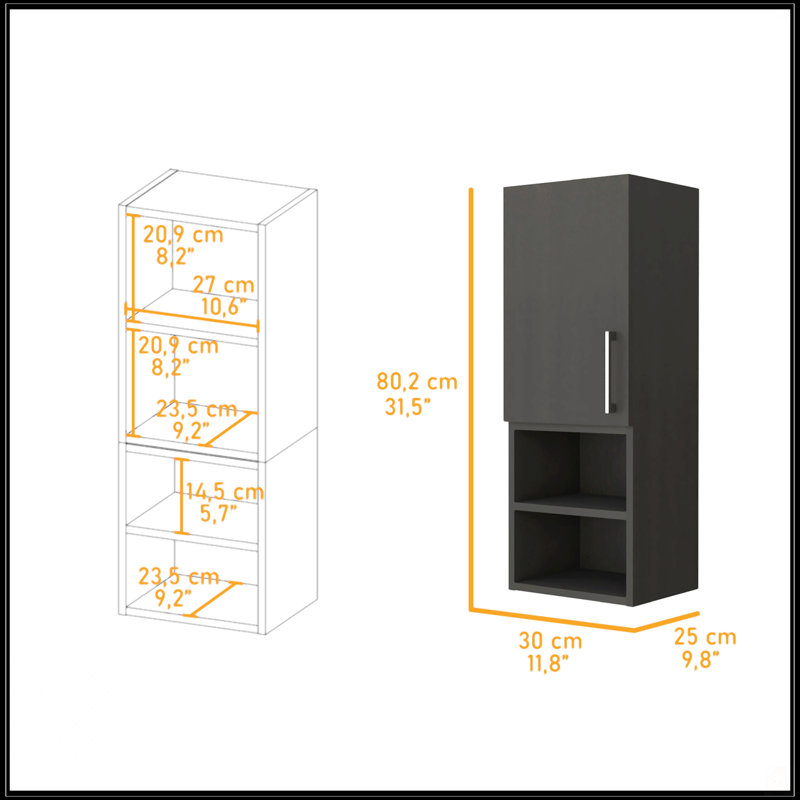 Black Wengue 2-Shelf Medicine Cabinet