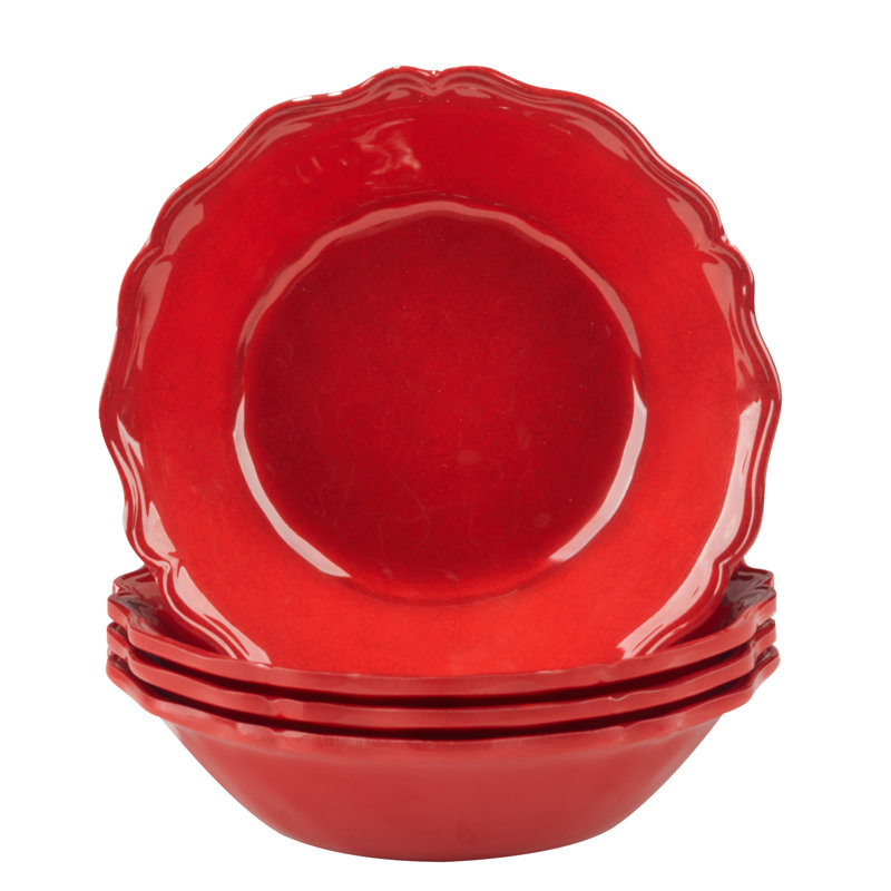 Red Crackle Set of 4 All Purpose Bowl 8.5" x 2"