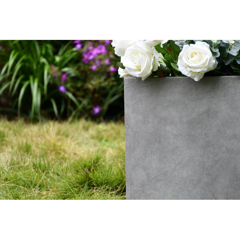 Wabbaseka Planter Box, 10" H x 10" W x 10" D, Natural Concrete