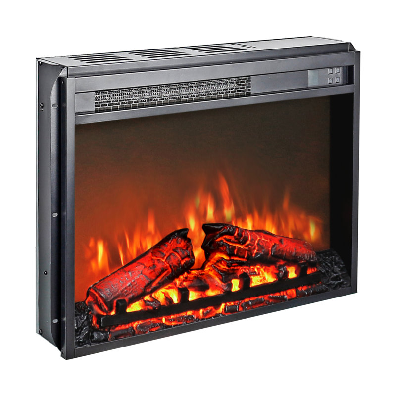 Foyer électrique de 23 pouces: appareil de chauffage ultra mince avec bûche et flamme réaliste. Minuterie télécommandée, protection contre la surchauffe. 1400 W de chaleur, 5000 / H, 11 réglages de température, 4 réglages de luminosité. Convient à un meuble télé