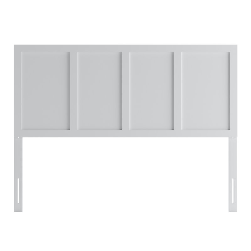 Raima Paneled Solid Wood Adjustable Headboard for Universal Metal Bed Frames, Queen, White