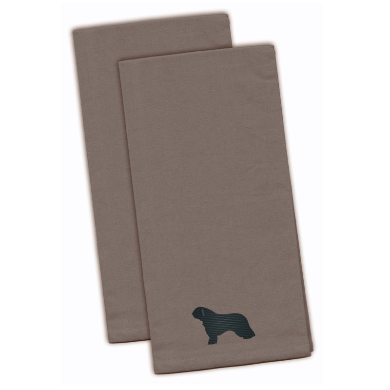 Cotton Embroidered Tea Towel Kitchen Towel, Gray, 28" H x 19" W x 0.1" D