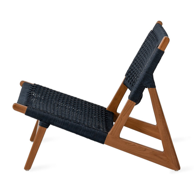 Alizee Wood Outdoor Armless Lounge Chair, Amber, Indigo