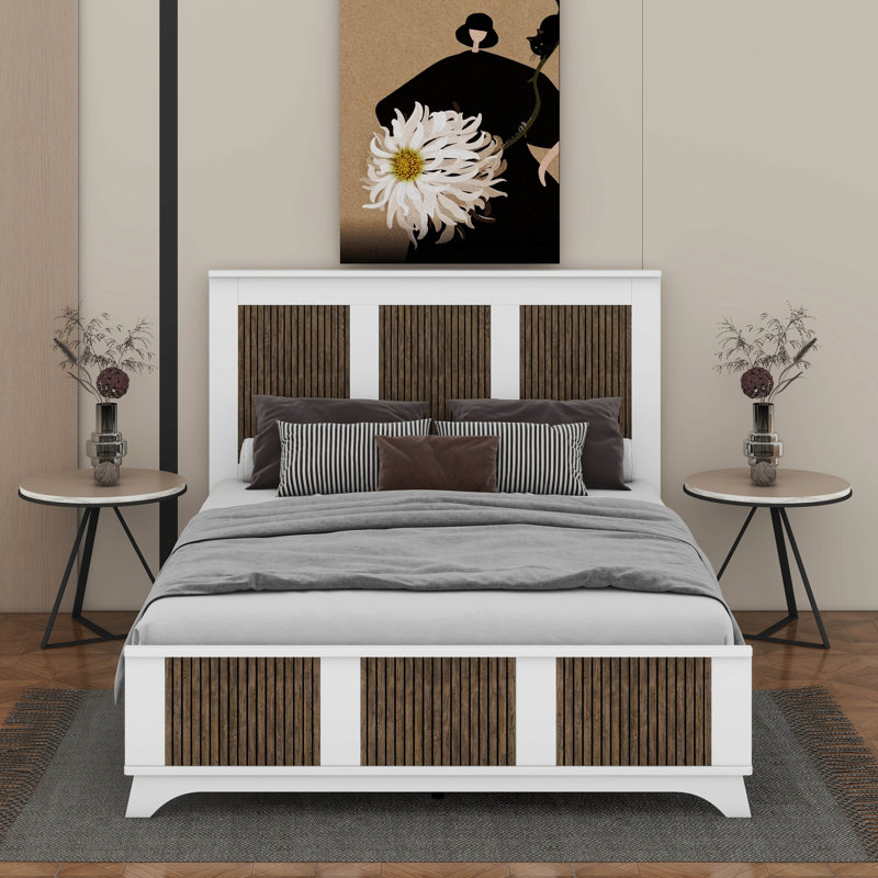 Lit plateforme Farmhouse, Grand lit , Blanc