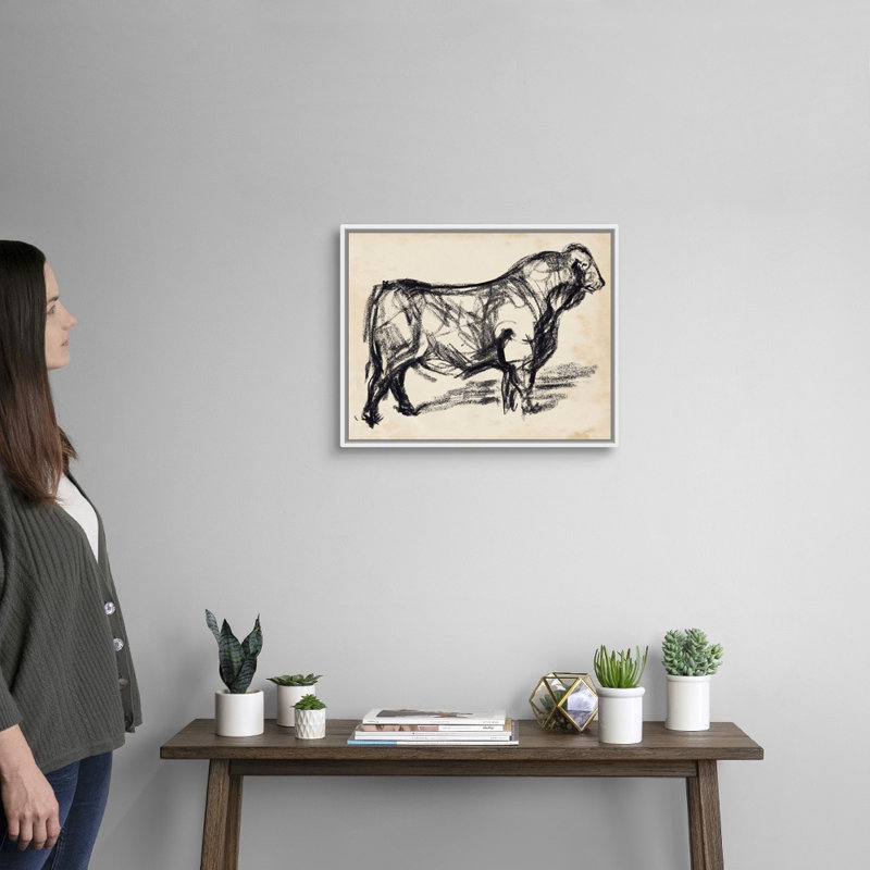 Black Angus I - reproduction d'art sur toile, H 17,7 po x l 21,7 po x P 1,75 po, Cadre flottant blanc