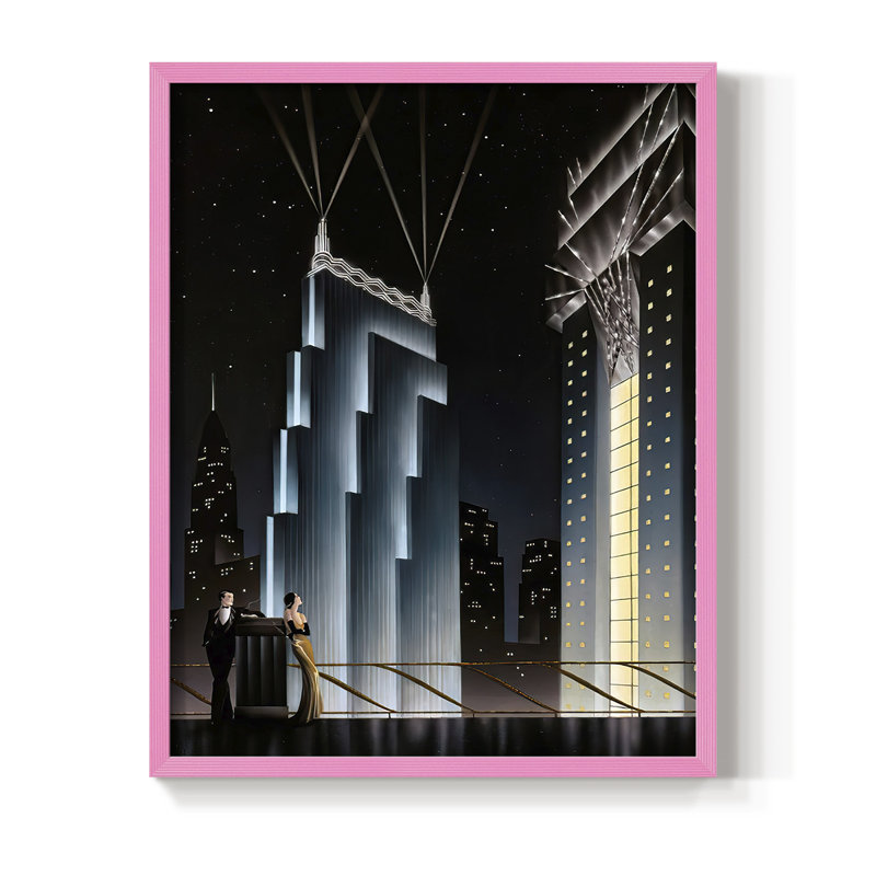 Into TheNight, reproduction encadrée - bois massif, H 15 po x l 12 po, Rose