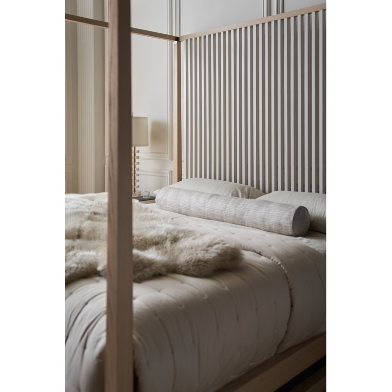 Pinstripe Solid Wood Canopy Bed, King