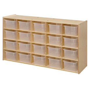 20 Cubby Mobile Tray Cabinet with 20 Scoop Front Storage Bins