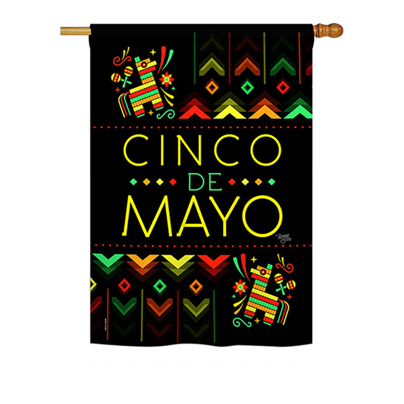 Cinco de polyester à 2 côtés 40 x 28 po secolza de mayo drapeau maison