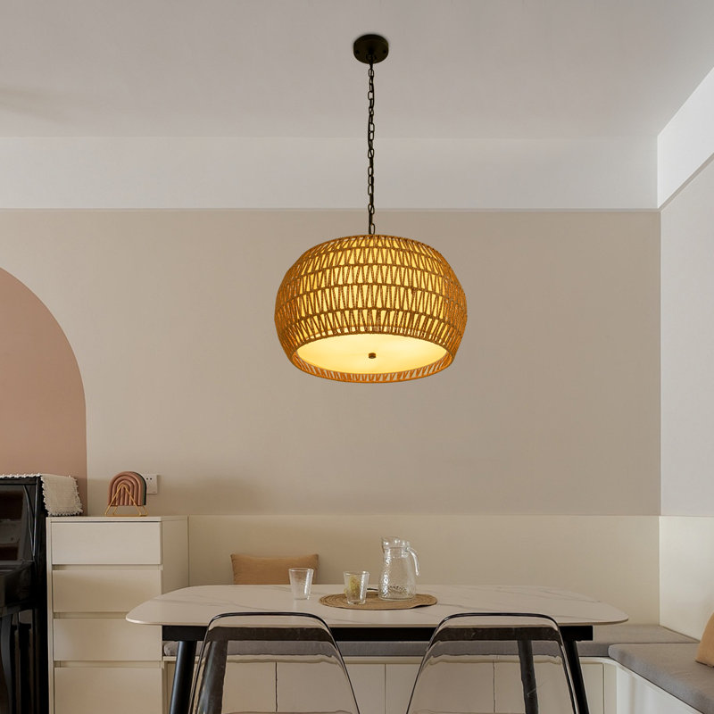 Luminaire suspendu tambour tissé 3 lumières Amenadiel