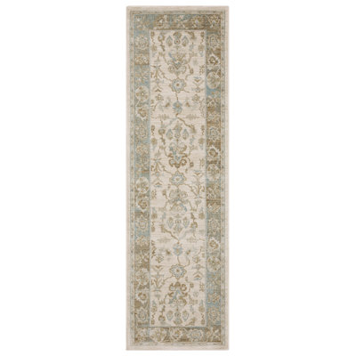 Graicyn Traditional Oriental Beige/ Teal Area Rug