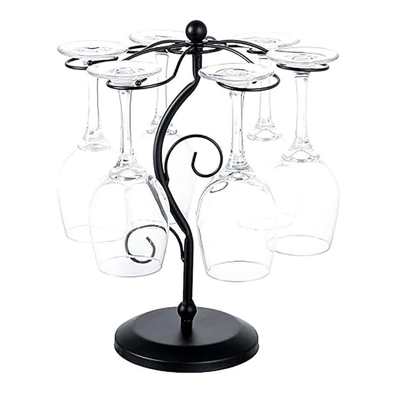Metal Tabletop Wine Glass Rack in Black