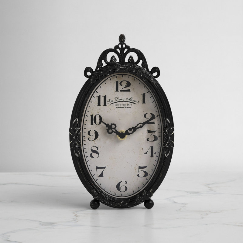 Meyonne Analog Quartz Movement / Crystal Tabletop Clock in Rustic Black