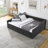 Daybed With Drawers Upholstered Tufted Sofa Bed,,With Button On Back And Copper Nail On Waved Shape Arms-1950825829