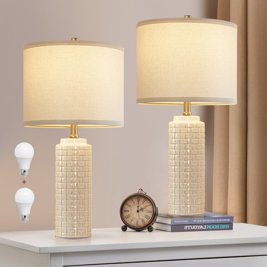 Mariestad Ceramic Table Lamp Set Nightstand Lamp Desk Lamp(bulbs Included) (Set of 2) Ebern Designs Shade 