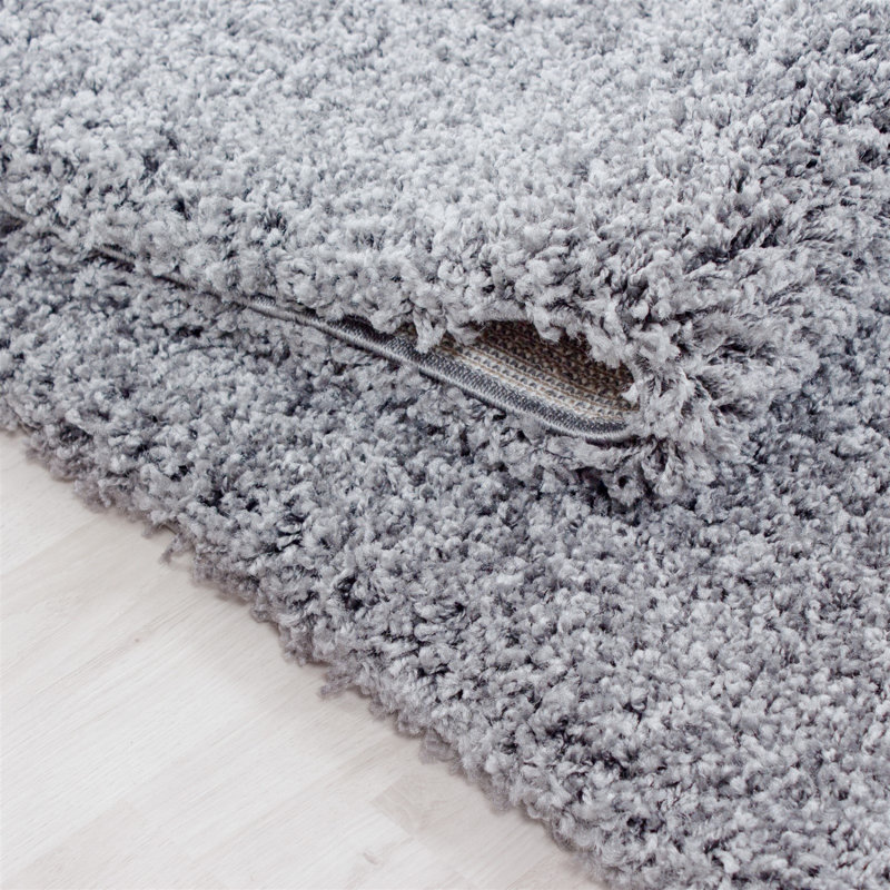 Tapis gris clair en polypropylène tissé à la machine Dollene, Rond 2 pi 7 po