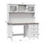Bureau d'ordinateur l 47 po avec huche et éclairage à DEL, blanc